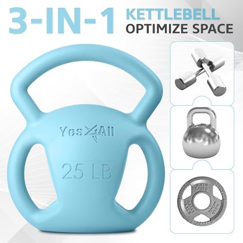 Yes4All Kettlebell, Strength Training Kettlebells for Women, Wide Multi-grip Textured Handle for Home Gym Exercises & Fu