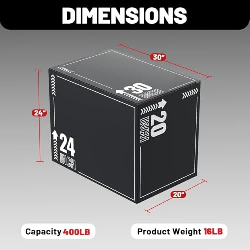 Papababe 3-in-1 Plyometric Jump Box Workout Equipment, Home Gym Box Jumps, Anti Slip Surface and High Density Foam, Home