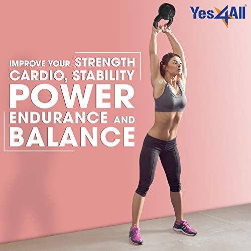 Yes4All Kettlebell, Stable Flat Bottom Kettlebell, Cast Iron Sets for Full Body Workout, Push Up, Grip Strength Training