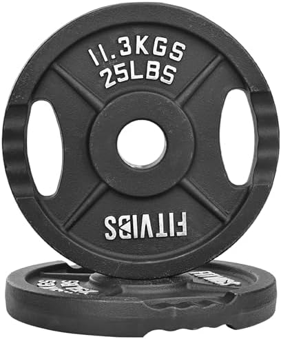 Fitvids Cast Iron Weight Plate for Strength Training and Weightlifting, Multiple Sizes | Fitvids 2-Inch Olympic Plate f