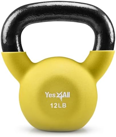 Yes4All Kettlebell - 35 LB Neoprene Coated Cast Iron Kettlebell for Home Gym, Wide Grip Handle & Flat Bottom for Swings