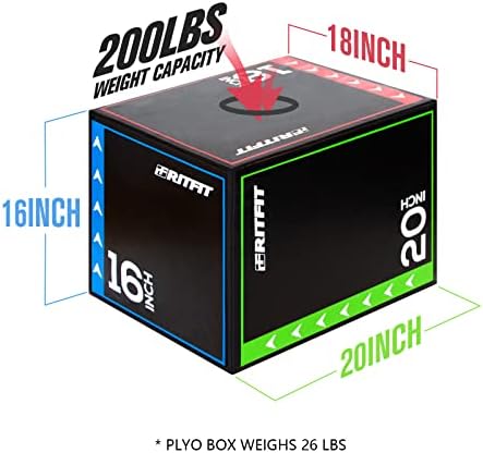 RitFit 3 in 1 Plyo Box Heavy Duty High Density Foam Jumping Box 20"x18"x16" Home Gym Fitness 440lb Weight Capacity