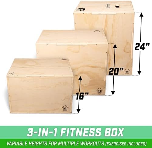 GoSports Fitness 3-in-1 Plyo Jump Box - Great for Home or Gym - Perfect for Beginners to Advanced Athletes - Compact Des