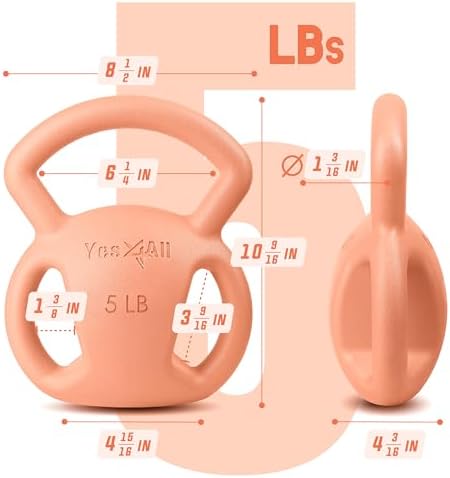 Yes4All Kettlebell, Strength Training Kettlebells for Women, Wide Multi-grip Textured Handle for Home Gym Exercises & Fu