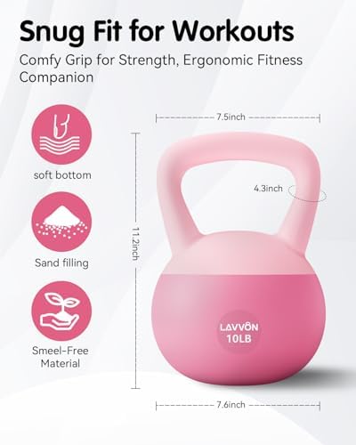 Cushioned Impact-Resistant Base Kettlebell for Home Workouts, Anti-Slip Grip Weight for Women & Men, Safe Strength Train