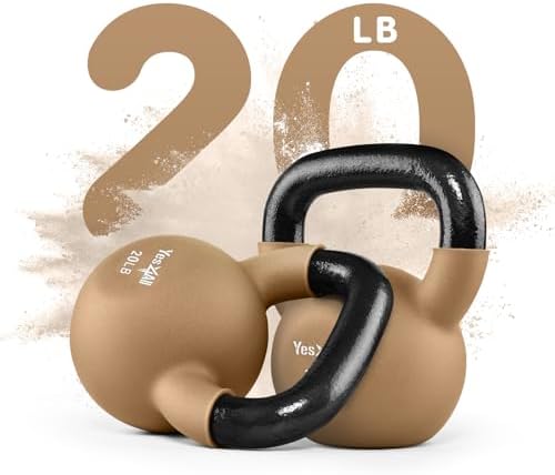 Yes4All Kettlebell - 35 LB Neoprene Coated Cast Iron Kettlebell for Home Gym, Wide Grip Handle & Flat Bottom for Swings