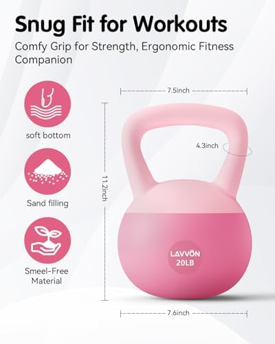 Cushioned Impact-Resistant Base Kettlebell for Home Workouts, Anti-Slip Grip Weight for Women & Men, Safe Strength Train