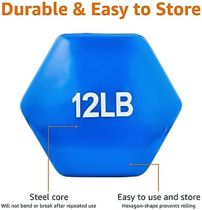 Amazon Basics Vinyl Coated Dumbbell Hand Weights for Home Gym Fitness Lovers | Amazon Basics Vinyl Coated Dumbbell Hand