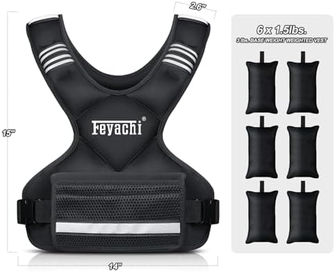Feyachi Adjustable Weighted Vest for Running Workout and Training - 3-12 lbs / 12-20 lbs / 20-32 lbs - Reflective Design