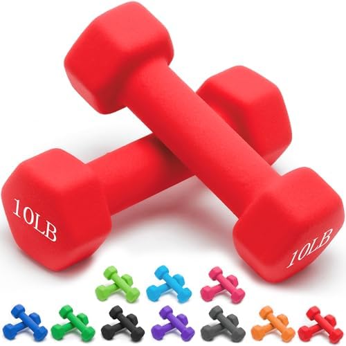 Portzon Dumbbells 10 Colors Options 1-15LB Anti-Slip Anti-Roll Hex Shape