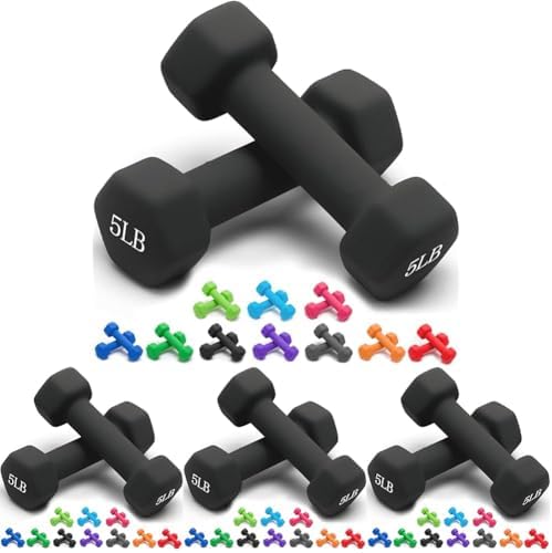 Portzon Dumbbells 10 Colors Options 1-15LB Anti-Slip Anti-Roll Hex Shape
