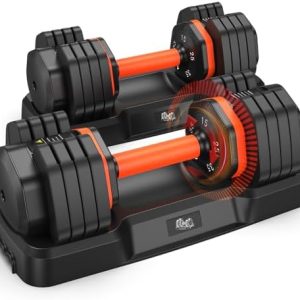 Adjustable Dumbbells Set, 15/25/35/45/55lbs, Full Body Workout Fitness Adjustable Dumbbells, 110lbs Total Weight, Fast A