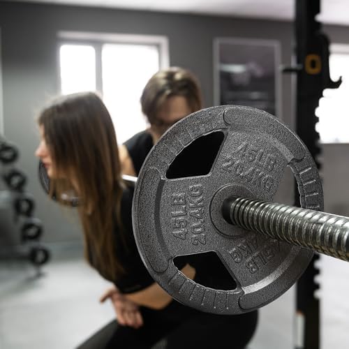 Fitvids Cast Iron Weight Plates 2-Inch Olympic Size for Strength Training & Weightlifting, Multiple Weights Available