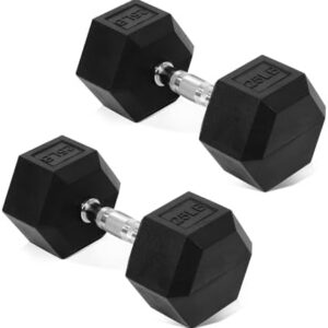 Fitvids Hex Dumbbells for Fitness and Exercise - 25 LB Rubber Coated Pairs | Fitvids Hex Dumbbells 25 LB Perfect for Ho