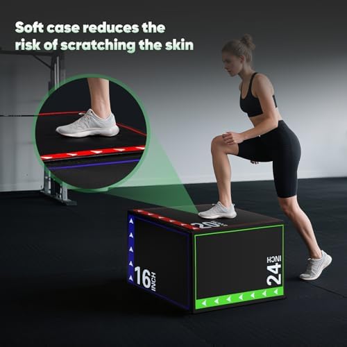 3-in-1 Plyometric Box Set - High-Density EPE & Compressed Foam Jump Box for Home Gym & HIIT & CrossFit - Non-Slip Box Ju