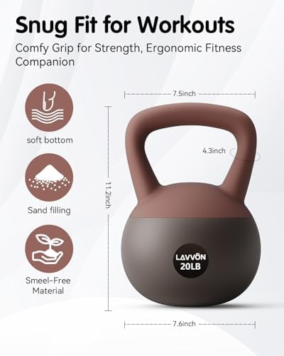 Cushioned Impact-Resistant Base Kettlebell for Home Workouts, Anti-Slip Grip Weight for Women & Men, Safe Strength Train