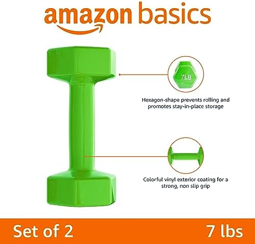 Amazon Basics Vinyl Coated Dumbbell Hand Weights for Home Gym Fitness Lovers | Amazon Basics Vinyl Coated Dumbbell Hand