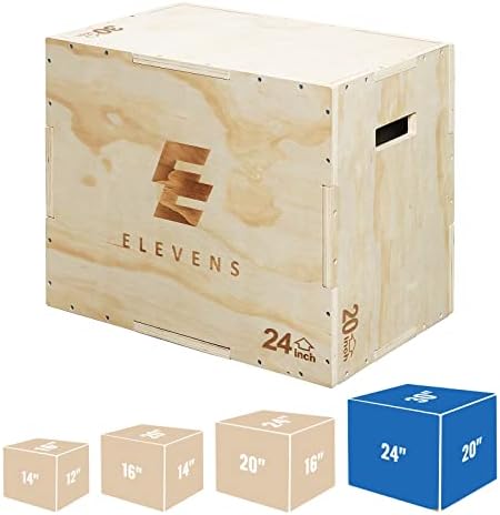 Elevens 3 in 1 Wooden Plyo Box Jump Box for Jumping, Lunges, and Box Jumps Enthusiasts | Elevens Plyometric Box for Tra