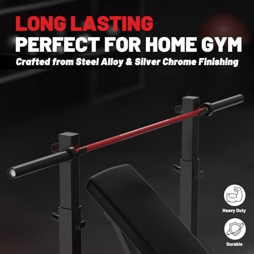 Papababe Olympic Barbell 45lb Weight Bar for Strength Training and Gym Use with 1000lb Weight Capacity Chrome/Zinc Plati