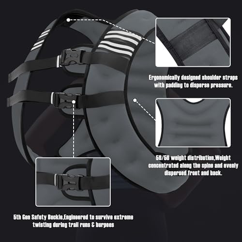 Weighted Vest for Men and Women - 10/15/20lbs - Reflective Stripe - Workout Equipment for Strength Training, Running, Wa