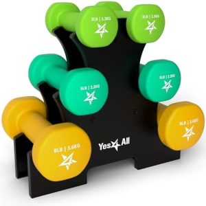 Yes4All Neoprene Coated Dumbbell Hand Weight Sets of 2 - Multiple Weight Options for Home Workout, Anti-roll, Anti-Slip,