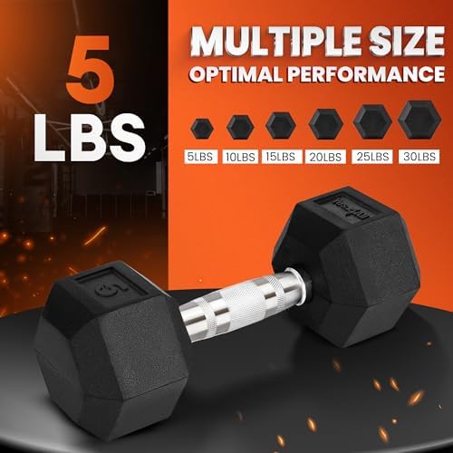 Yes4All Chrome Grip Encased Hex Dumbbells - Anti-Slip Hand Weights 5-50 LBS Single