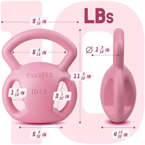Yes4All Kettlebell, Strength Training Kettlebells for Women, Wide Multi-grip Textured Handle for Home Gym Exercises & Fu