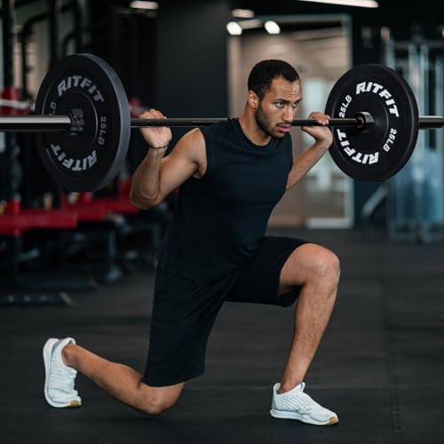 RitFit 7FT Olympic Barbell for Strength and Weightlifting Training - 2 Inch Olympic Bar for Squat, Deadlift, Bench Press