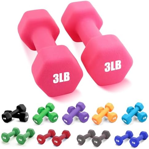 Portzon Dumbbells 10 Colors Options 1-15LB Anti-Slip Anti-Roll Hex Shape