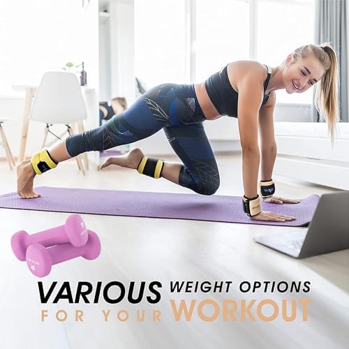 Yes4All Adjustable Wrist & Ankle Weights - Weighted Bands for Fitness Workout, Walking, Jogging and Pilates for Women, M