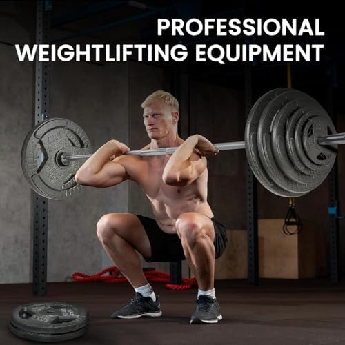 Fitvids Olympic Barbell Bar for Powerlifting and Weightlifting, High Capacity 700 Pound, 2 Inch Diameter Barbell