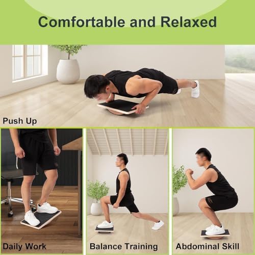 Wooden Rocker Balance Board for Adults & Seniors - Dual-Direction Wobble & 17° Tilt Stability Trainer - Supports 400 lbs