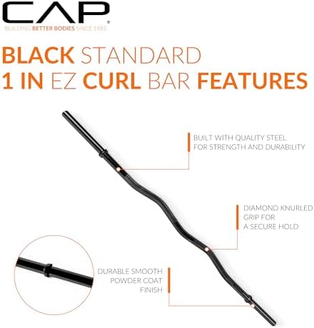 CAP Barbell Standard Solid E-Z Curl Bar 47-Inch Muscle Building Workout Fitness Equipment Top Search Keywords: Curl Bar,