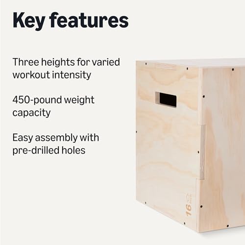 Amazon Basics Plyometric Jump Box, Home Gym Training for Fitness Enthusiasts, Jump Box Exercise for Home Workouts, 90x45