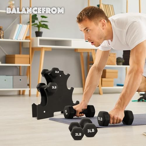 BalanceFrom Neoprene Coated Iron Dumbbell Hex Weights Set for Strength Training at Home | BalanceFrom Non-Slip Iron Dum