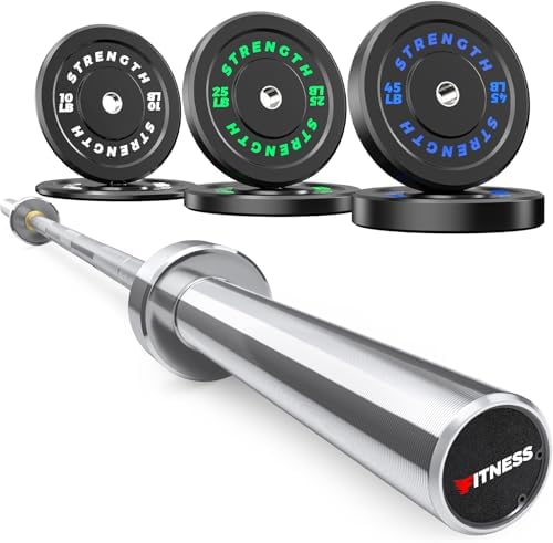 Olympic Rubber Bumper Weights for Home Gym Strength Training | 2 Inch Barbell Plate Set for Home Gym Strength Training