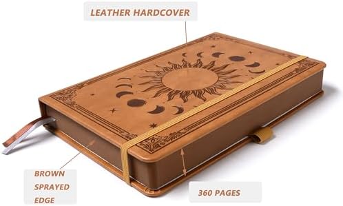 Classic Lined Writing Daily Journal for Men & Women - 360 Pages Hardcover Notebook with Vintage Sun & Moon Design, Blue