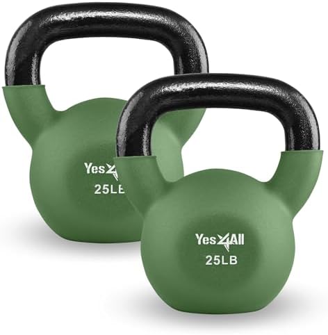 Yes4All Kettlebell - 35 LB Neoprene Coated Cast Iron Kettlebell for Home Gym, Wide Grip Handle & Flat Bottom for Swings