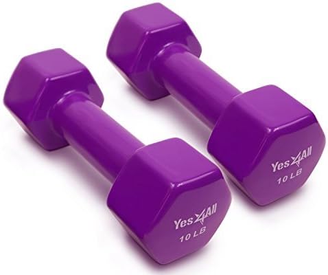 Yes4All Hexagon Neoprene Coated Dumbbell (Pair) - Multiple Weight Options for Home Gym Beginners