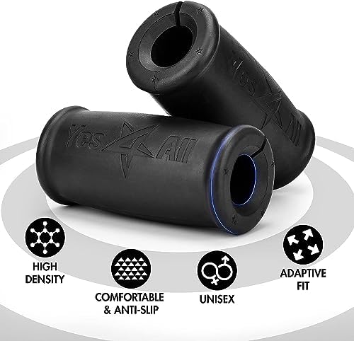 Yes4All Thick Dumbbell Handles Grips, Firm Rubber Barbell Grips for Increasing Forearm Strength and Muscle Building in W