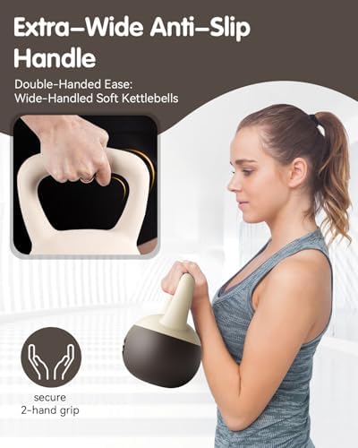 Cushioned Impact-Resistant Base Kettlebell for Home Workouts, Anti-Slip Grip Weight for Women & Men, Safe Strength Train