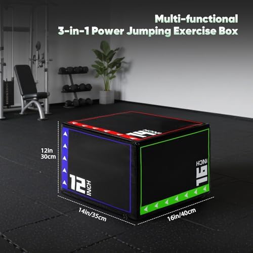 3-in-1 Plyometric Box Set - High-Density EPE & Compressed Foam Jump Box for Home Gym & HIIT & CrossFit - Non-Slip Box Ju