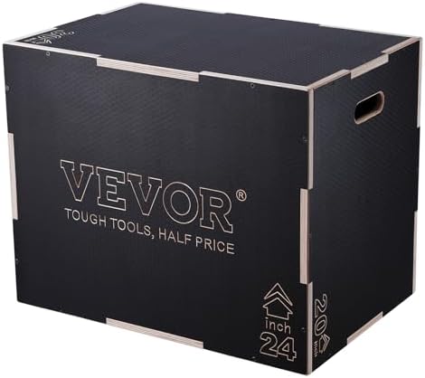 VEVOR 3 in 1 Plyometric Jump Box for Home Gym Training and Conditioning, Easy-to-Assemble Wood Plyo Box, Jumping Trainer