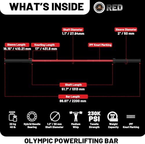 Papababe Olympic Barbell 45lb Weight Bar for Strength Training and Gym Use with 1000lb Weight Capacity Chrome/Zinc Plati