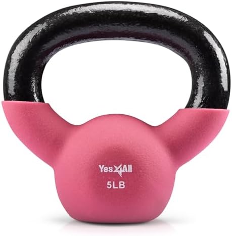 Yes4All Kettlebell - 35 LB Neoprene Coated Cast Iron Kettlebell for Home Gym, Wide Grip Handle & Flat Bottom for Swings