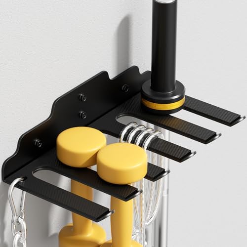 Olympic Barbell Hanger, Garage Gym Bar Wall Rack, Space Saving Home Gym Accessory