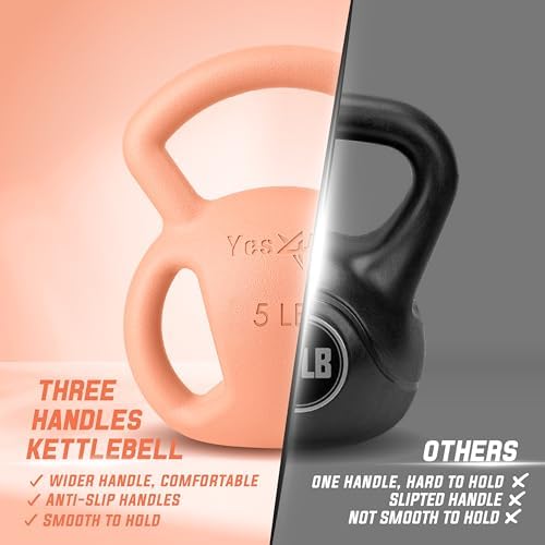Yes4All Kettlebell, Strength Training Kettlebells for Women, Wide Multi-grip Textured Handle for Home Gym Exercises & Fu