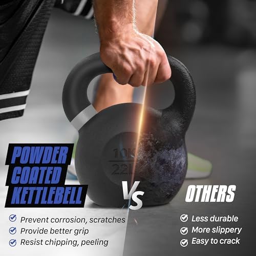 Yes4All Powder Coated 9lb-71lb Cast Iron Core Kettlebells for Heavy Duty Strength Training | Yes4All Powder Coated Kett