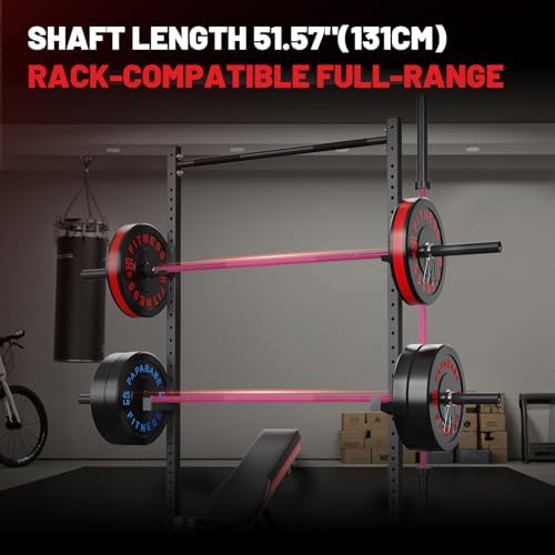 Papababe Olympic Barbell 45lb Weight Bar for Strength Training and Gym Use with 1000lb Weight Capacity Chrome/Zinc Plati