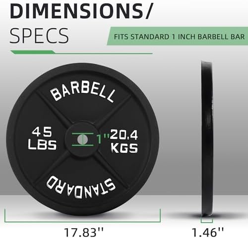 Fitvids Cast Iron Weight Plates for Strength Training and Weightlifting - Home Gym Essential | Fitvids Cast Iron 1-Inch